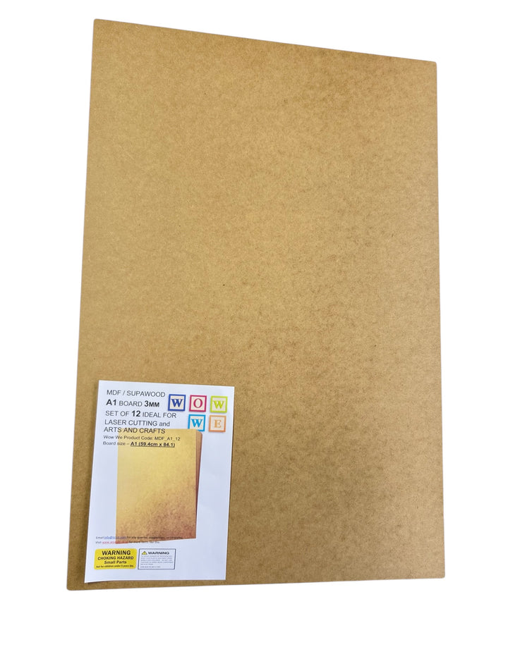 MDF / Supawood | A1 Boards 3mm (59.4cm x 84.1cm) | Set of 12 (MDF_A1_12)