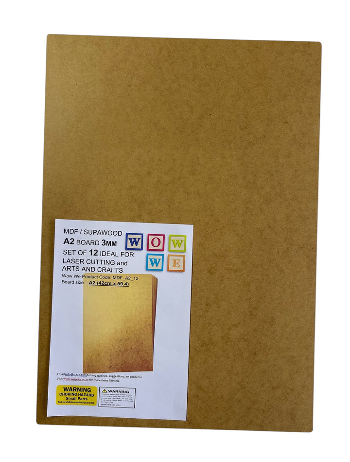 MDF / Supawood | A2 Boards 3mm (42cm x 59.4cm) | Set of 12 (MDF_A2_12)