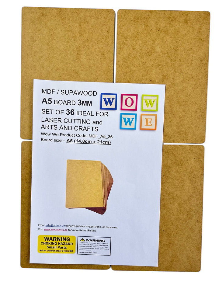 MDF / Supawood | A5 Boards 3mm (14.8cm x 21cm) | Set of 36 (MDF_A5_36)
