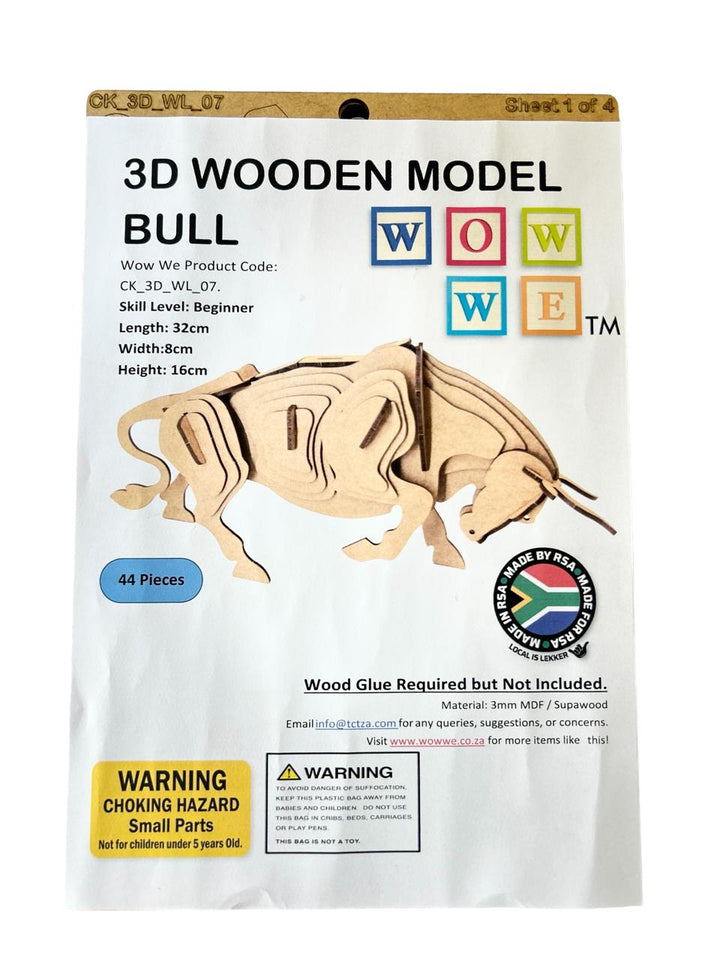 Bull 3D Wooden Model (WL_07)