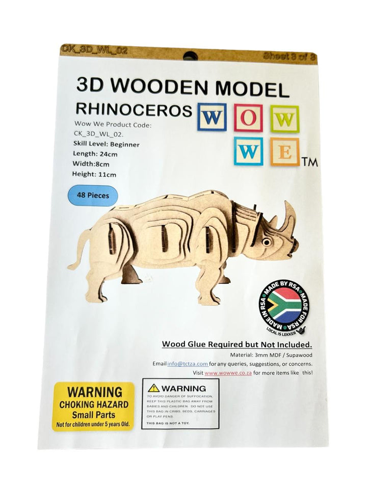 Rhinoceros 3D Wooden Model (WL_02)