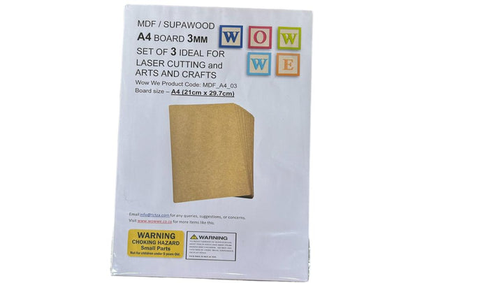 MDF / Supawood | A4 Boards 3mm (21cm x 29.7cm) | Set of 3 (SP_10_A4_03)