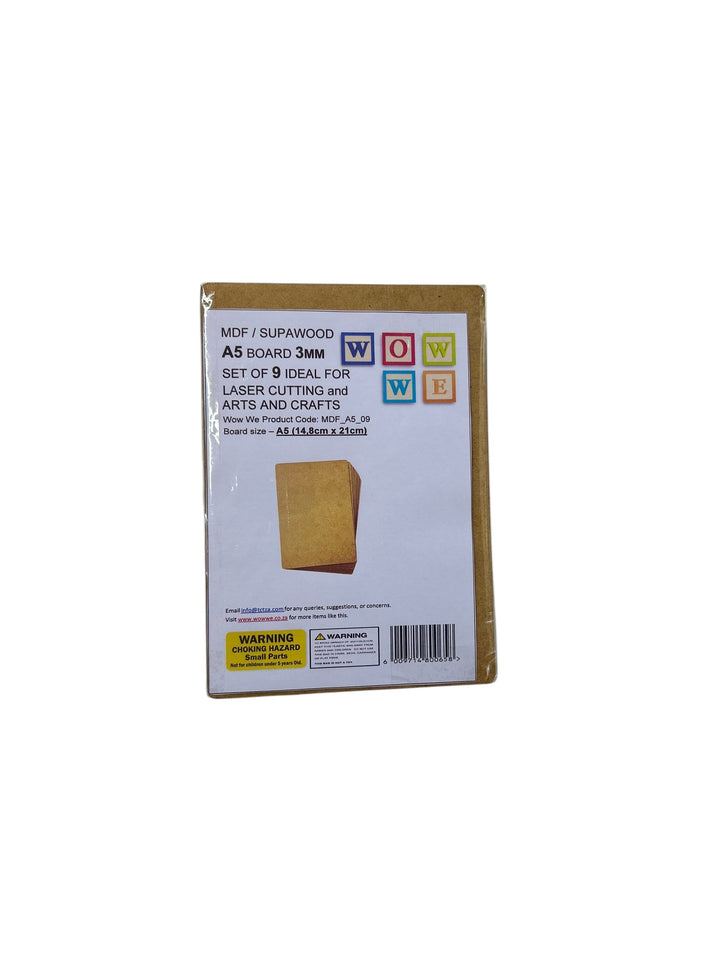 MDF / Supawood | A5 Boards 3mm (14.8cm x 21cm) | Set of 9 (MDF_A5_09)