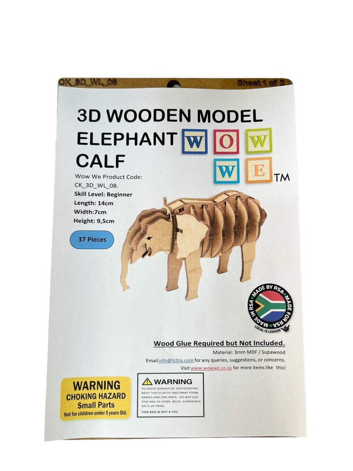 Elephant Calf 3D Wooden Model (WL_08)